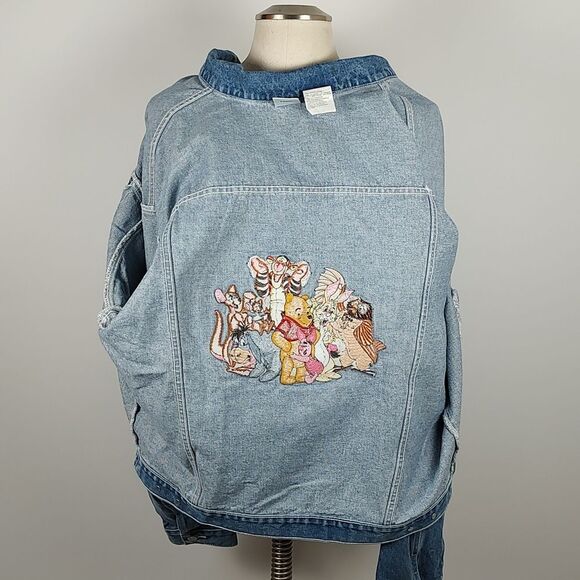 NWOT! 90s DISNEY Winnie the Pooh & Friends Embroidered Denim Jean Jacket Size XL - Picture 9 of 14